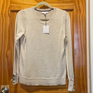 Charter Club cream button sleeve Merino Wool Sweater S NWT